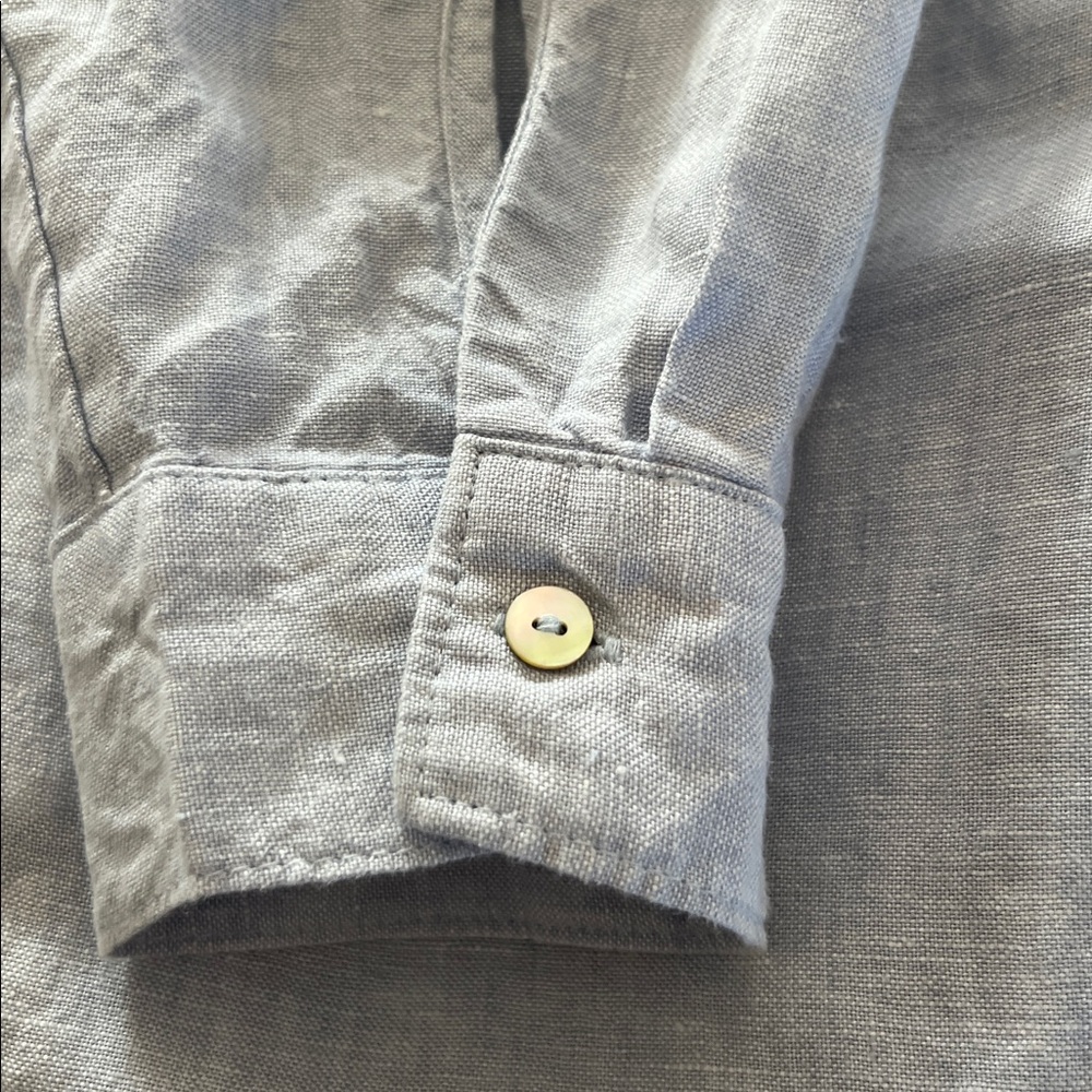 Halston 100% Linen Long-Sleeved Hi-Lo Mini Button-Up Dress Sz L - Picture 10 of 10